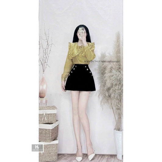 ÁO SƠ MI BÈO CỔ SEN TAY BO TƠ XƯỚC