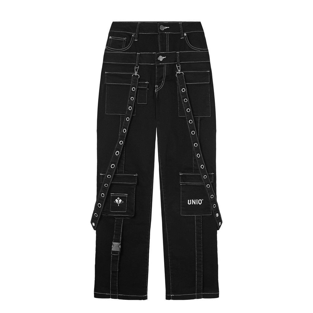 DOUBLE WAIST PANTS - BLACK - UNIQ - Quần hai cạp UNISEX