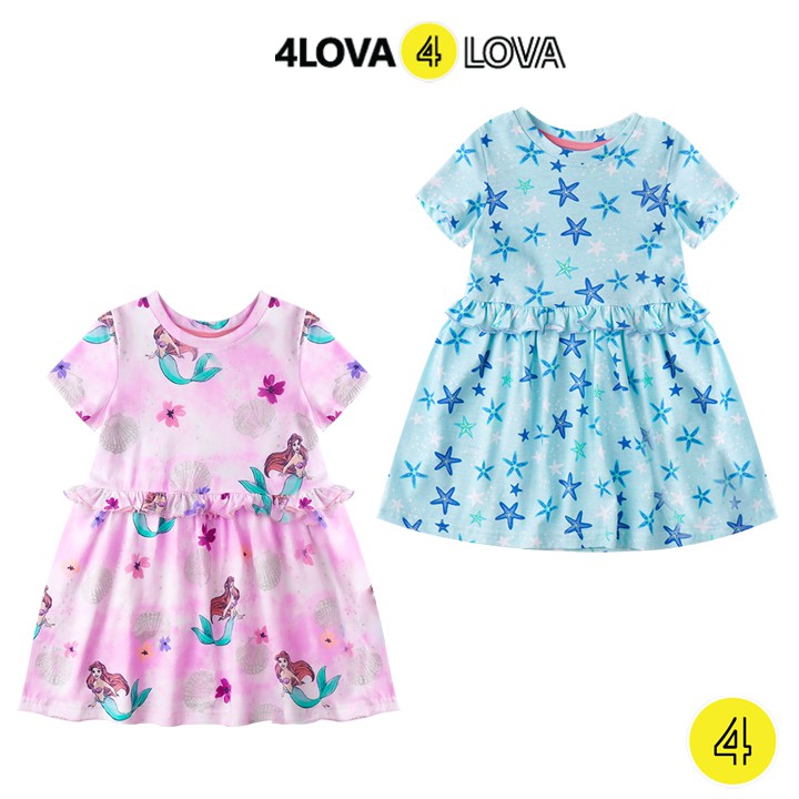 Váy xòe cho bé gái 4LOVA chất cotton nhiều màu sắc đáng yêu xinh xắn mùa hè chính hãng từ 1- 8 tuổi