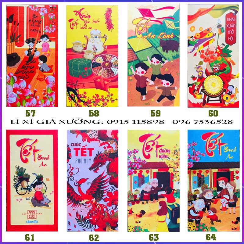 LÌ XÌ  Bao Lì Xì Tết Chúc mừng năm mới, LÌ XÌ ĐẸP - set 5 cái - VPP Halu