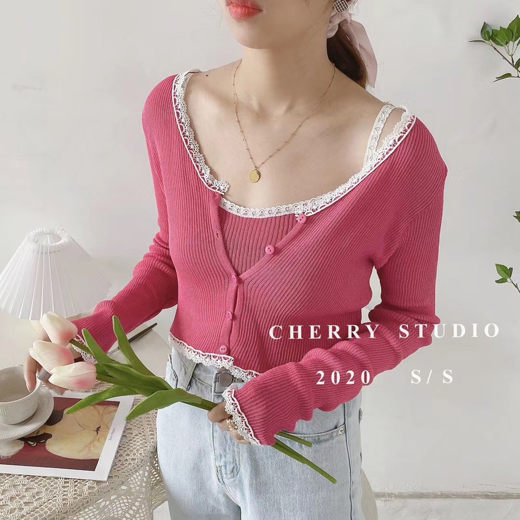 Set Áo Hai Dây + Áo Khoác Cardigan Dệt Kim Thời Trang Cho Nữ | BigBuy360 - bigbuy360.vn
