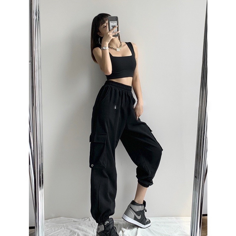 Áo Croptop Cổ Vuông Có Sẵn Mút Ngực Chất Co Giãn, Áo Bra Cổ Vuông