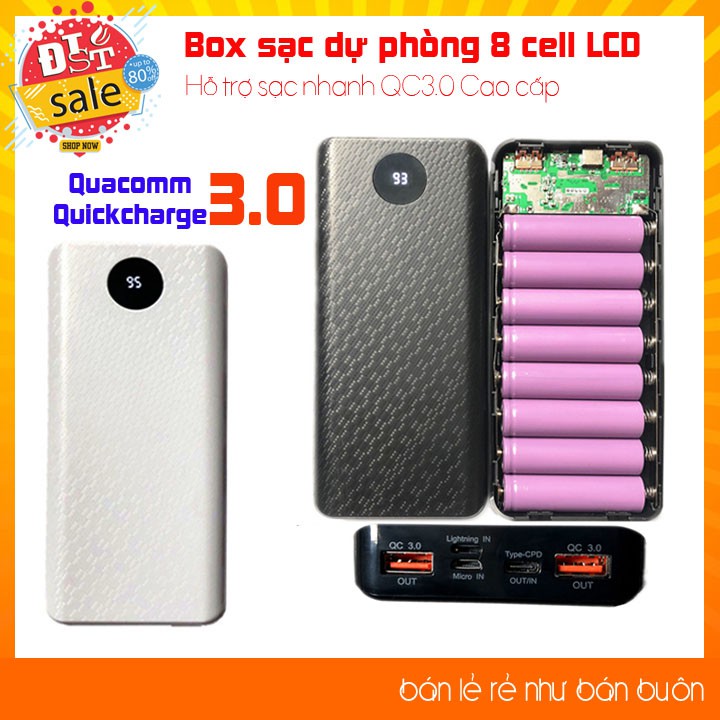 ✅ [RẺ NHẤT VIỆT NAM] Box sạc dự phòng 8 Cell hỗ trợ sạc nhanh QC3.0 Cao cấp