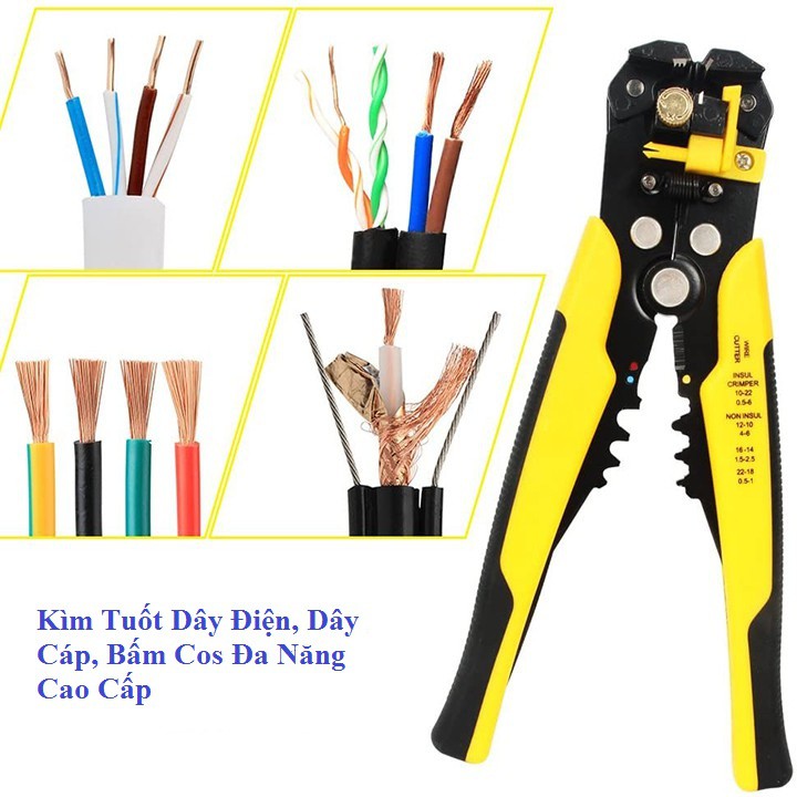 Kìm tuốt dây điện, dây cáp, bấm cos đa năng 0.2 - 6mm