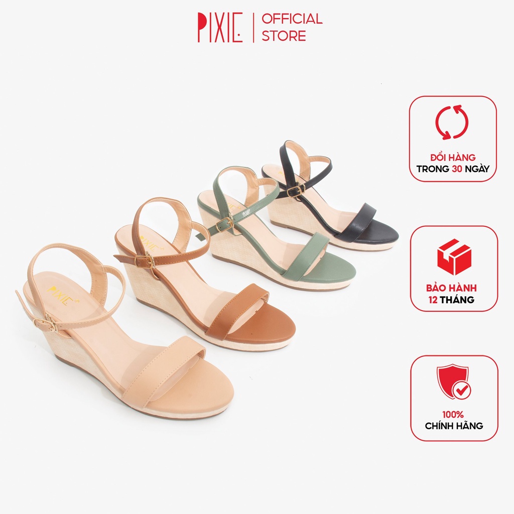 Giày Sandal Đế Xuồng 7cm Quai Ngang Đế Đan Tre Pixie X451