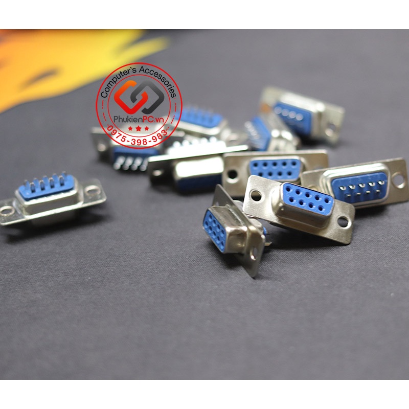 Combo đầu hàn COM DB9 RS232 Female chân cái + vỏ ốp nhựa vặn ốc