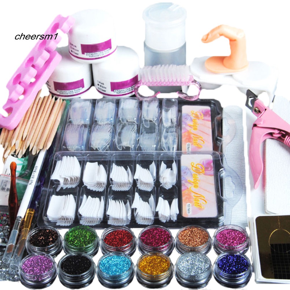 Bộ dụng cụ làm móng gel acrylic nghệ thuật đính đá Rhinestones lấp lánh