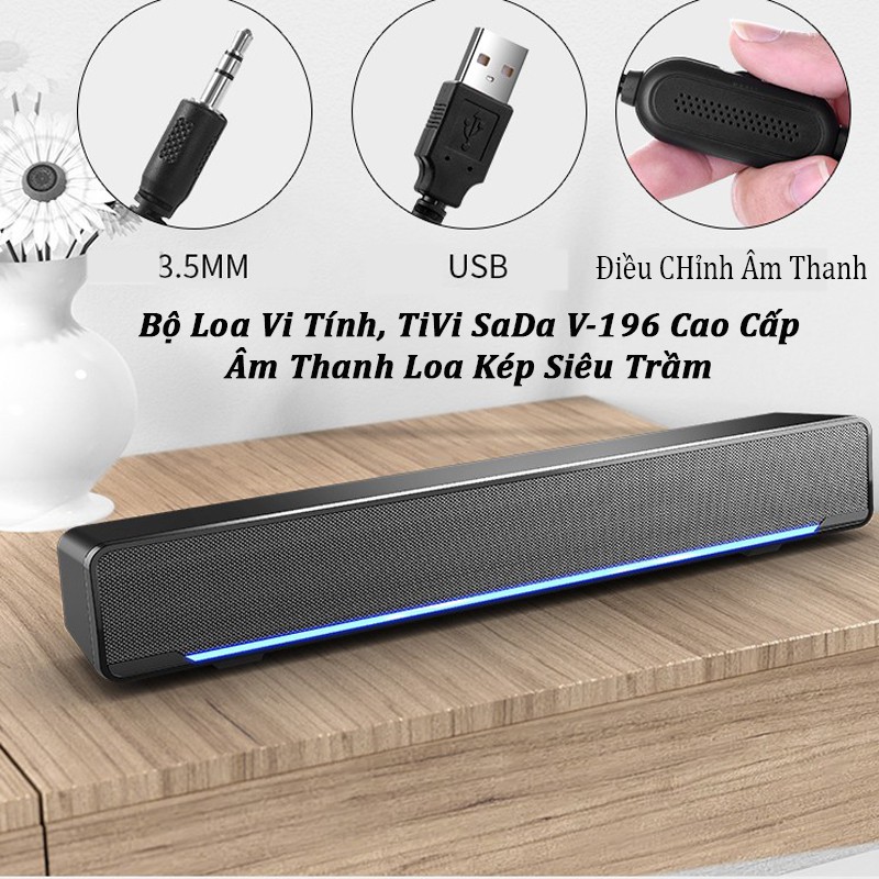 [SALE SỐC] Loa Vi Tính Công Suất Lớn Siêu Trầm SADA V-196 , Có Dải Đèn Led Cao Cấp