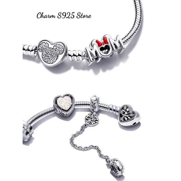 charm Ale Pan.Do.Ra Mom nơ đỏ bạc s925 cao cấp
