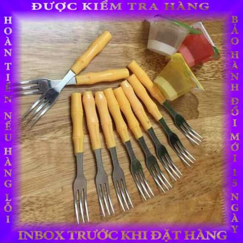 Set 10 dĩa xiên hoa quả có cán hình cây trúc lecuongvan