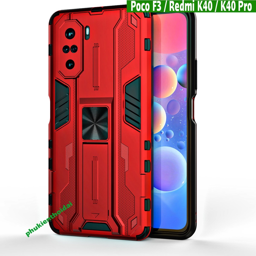 Ốp lưng Xiaomi Poco F3 / Redmi K40 / K40 Pro / K60 / K60 Pro Iron Man Ver 3 chống sốc giá đỡ xem phim thời trang