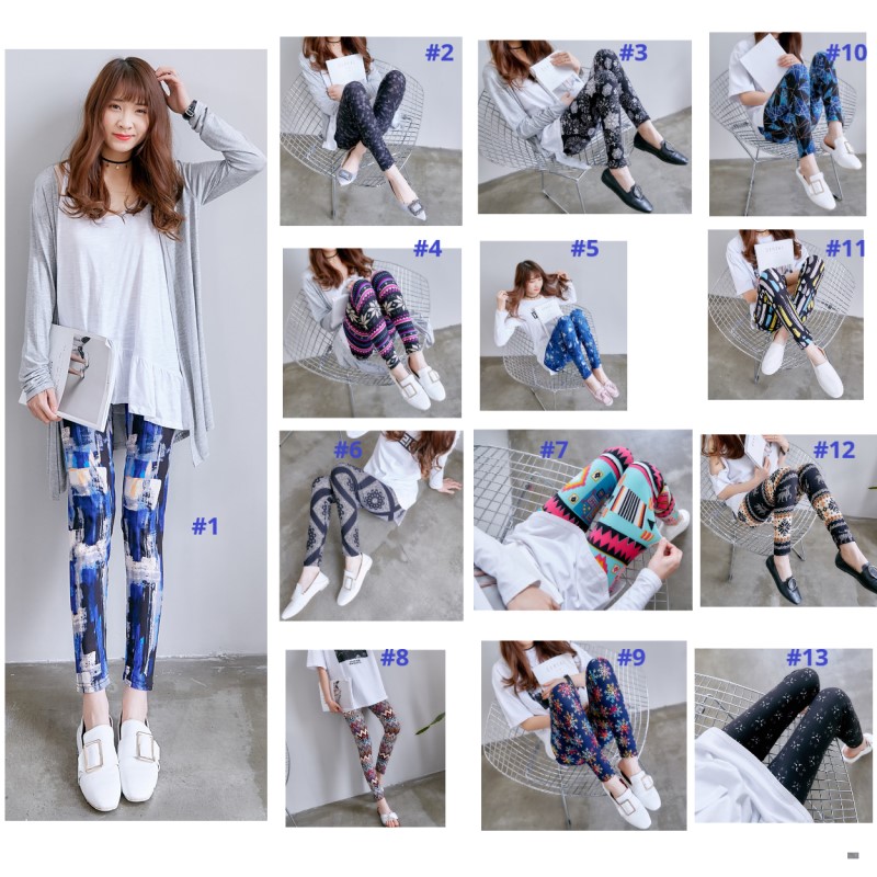 Quần Legging Nữ In Hoạ Tiết Hình Học Thời Trang