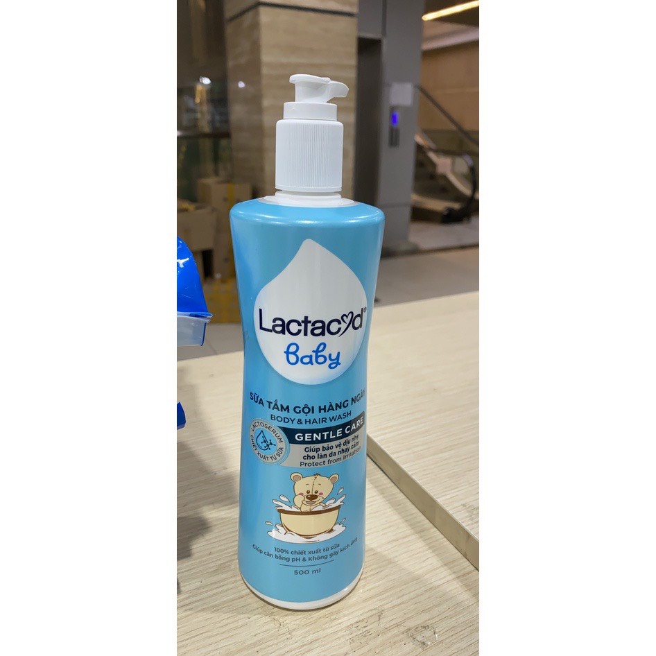 Sữa tắm gội trẻ em lactacyd baby Gentle Care BB 500ml, giảm rôm sẩy,bảo vệ dịu nhẹ cho làn da bé