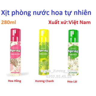 nước hoa xịt phòng Spring 280ml hương hoa hồng, hoa lài, chanh