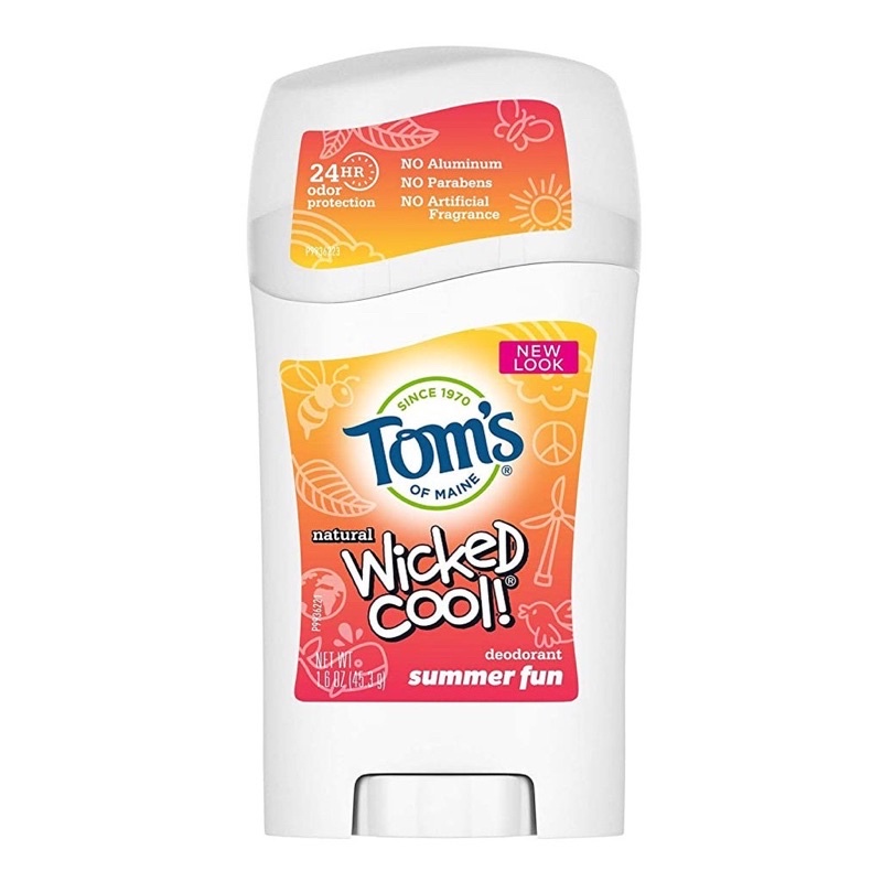 Lăn khử mùi cho trẻ em Tom's of Maine Aluminum-Free Wicked Cool! Natural Deodorant for Kids Summer Fun 45.3g USA