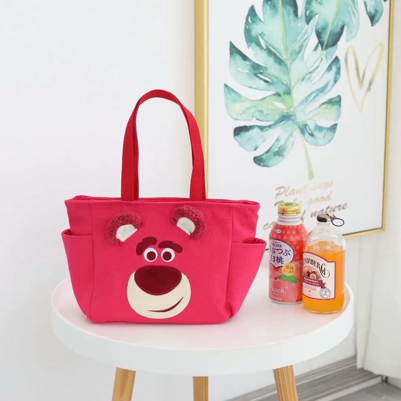 TÚI XÁCH GẤU DÂU LOTSO [SẴN] THÊU NỔI 3D CHUẨN XỊN NÉT ĐỰNG ĐỒ, TÚI ĐỰNG CƠM DỄ THƯƠNG