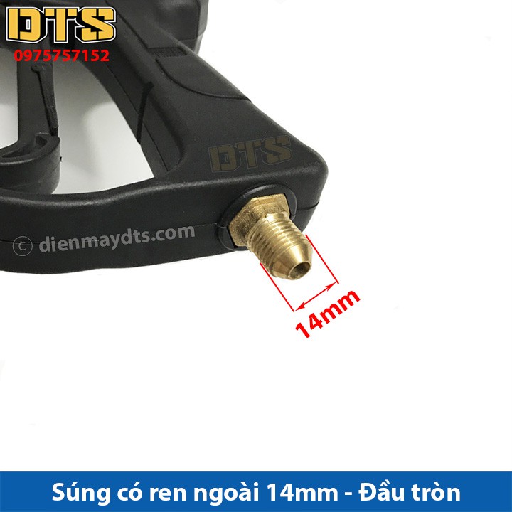 Bộ súng xịt DTS2 Ren ngoài 14mm - Đầu ren tròn và bình tạo bọt tuyết cho máy rửa xe áp lực cao, máy xịt rửa cao áp