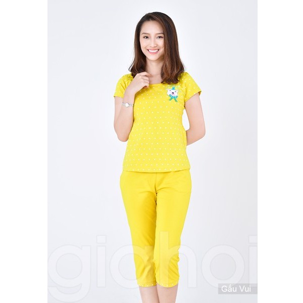 Bộ Lửng Mặc Nhà Gấu Chấm Bi Gia Hồi (Size M->XXL)