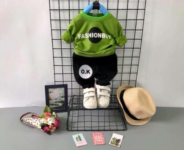 Bộ da cá fashion boy dài tay thu đông 7-20 kg( ảnh thật )