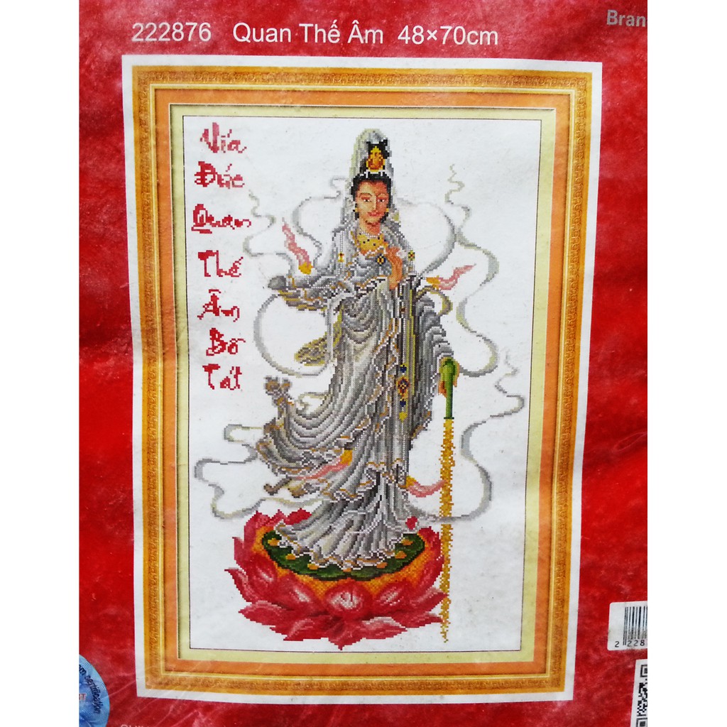 Tranh thêu chữ thập mẹ quan âm 222876