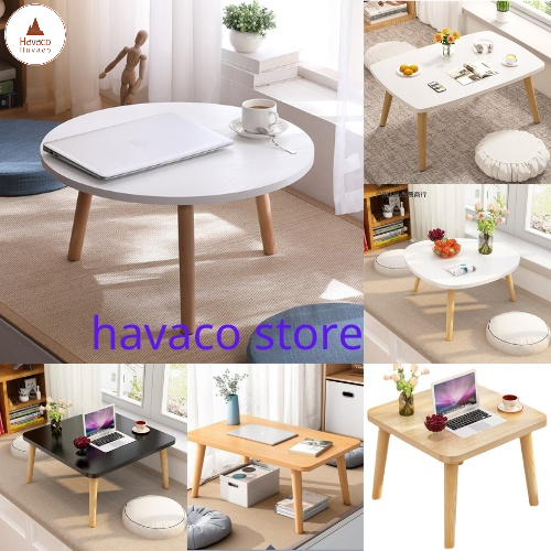 bàn cà phê nhỏ Bắc Âu để cửa sổ ban công phòng ngủ ngồi bệt cùng đệm trang trí decor Havaco