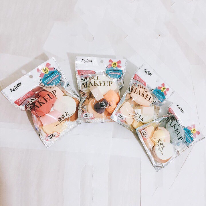 [Mút trang điểm] Bộ Set 6 Bông Mút Trang Điểm cao su tự nhiên Keli Sponge Makeup | BigBuy360 - bigbuy360.vn