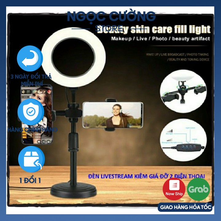 Giá Đỡ 2 Điện Thoại, Kiêm Đèn Led 3 Màu Livestream, Kẹp Điện Thoại Để Bàn - Ảnh Thật | BigBuy360 - bigbuy360.vn