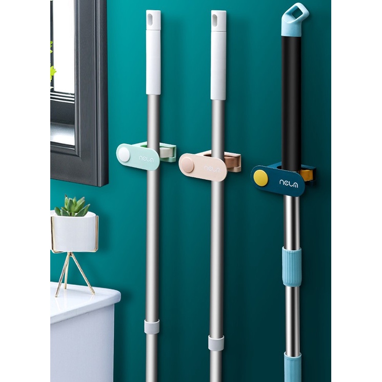 Móc treo cây lau nhà - Móc dán tường chịu lực kẹp chổi lau nhà treo tường thiết kế đẹp mắt treo chổi lên sạch sẽ