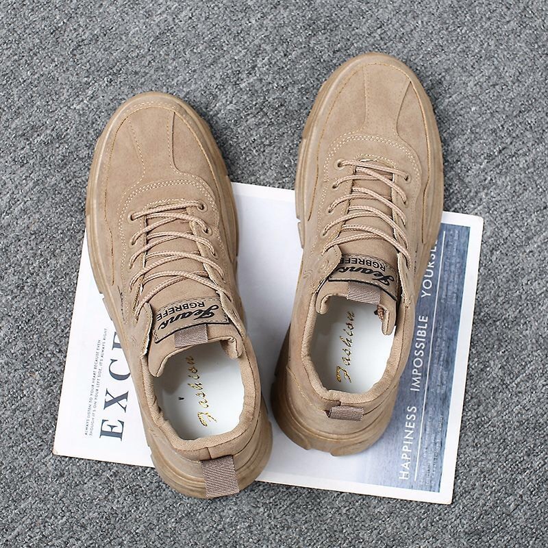 Giày Nam Đẹp ⚜️Bệu Store⚜️ Giày Da Lộn Nam Cổ Lửng Buộc Dây Phong Cách Sneaker Hàn Quốc Cá Tính Năng Động