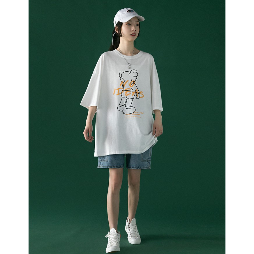 Áo thun phông nam nữ form rộng Familylove - Mẫu áo Unisex Gấu No Idea chất Cotton 100% cao cấp