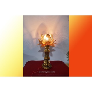 Đèn thờ Hoa Sen bằng đồng, cao 40 cm, giá 1 đôi, mẫu số 02/4-11
