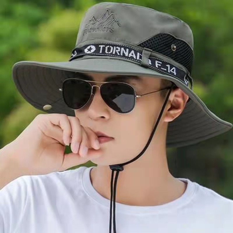 Mũ Nón Vành Che Nắng Chống Tia UV Có Dây Đeo Tiện Dụng Khi Đi Câu Cá Leo Núi