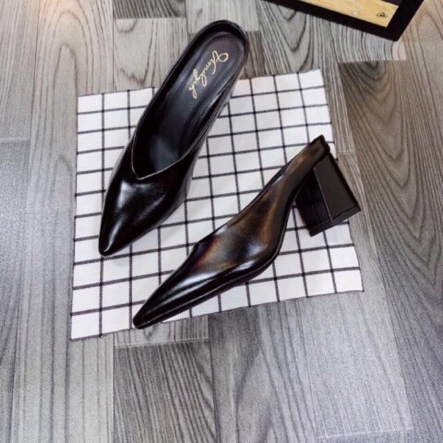 [SẴN] DÉP BÍT MŨI ĐƠN GIẢN GÓT VUÔNG CAO 5P