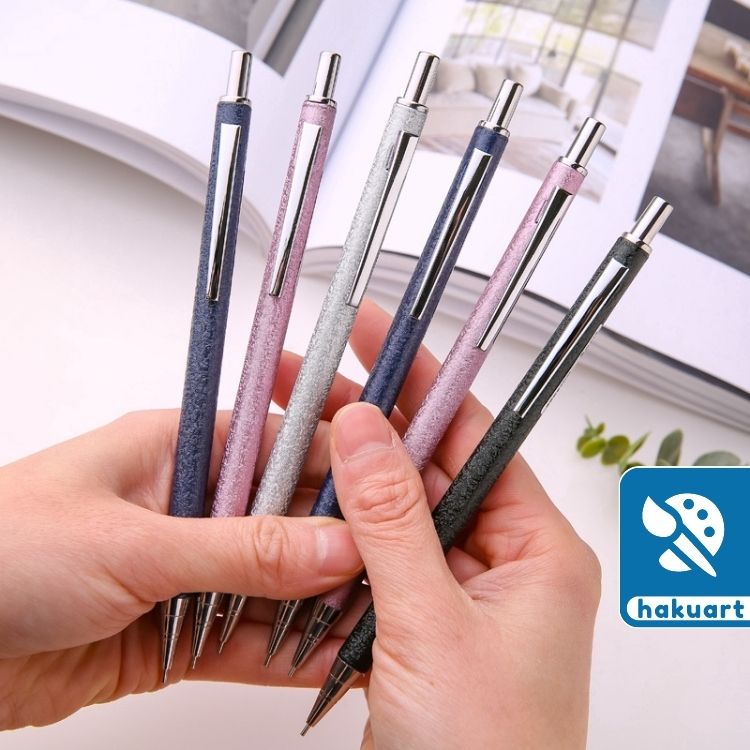 Bút Chì Bấm Nhám Chống Trượt (Màu Ngẫu Nhiên) - Văn Phòng Phẩm Haku