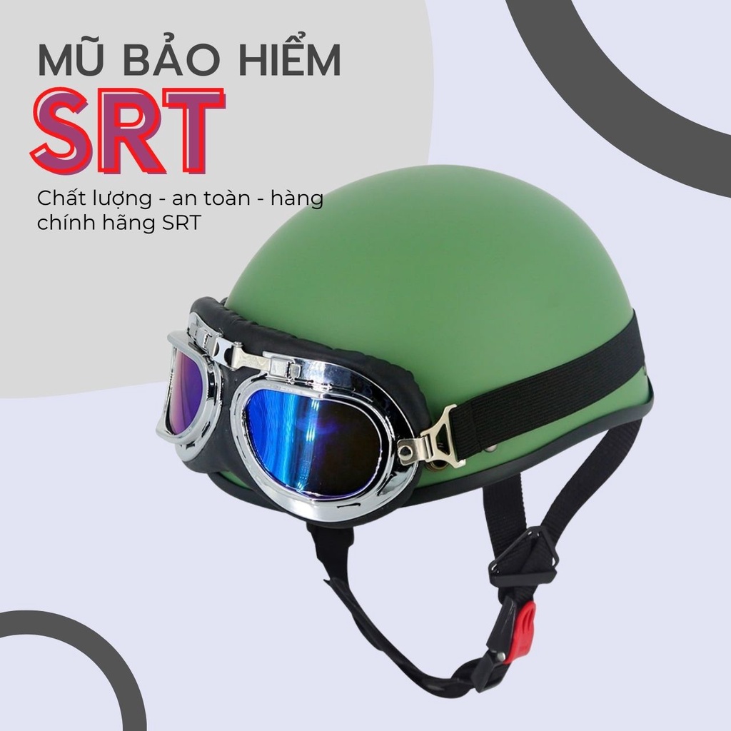 Mũ Bảo Hiểm 1/2 Đầu SRT_001 Nhiều Màu Cao Cấp - Free Size (55 - 58 cm) - Bảo Hành 12 Tháng