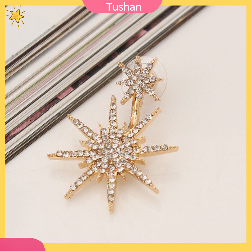 Hoa tai hình bông tuyết đính đá thời trang sang trọng cho nữ