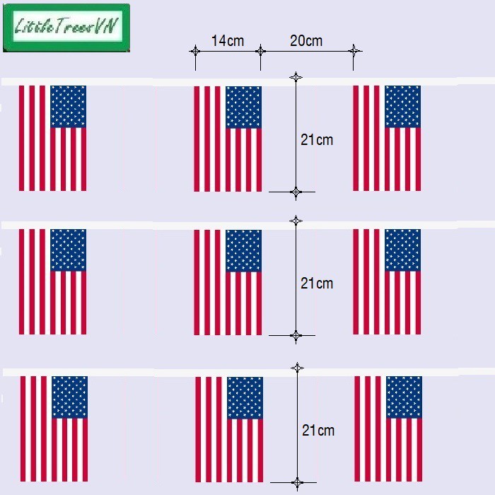 Dây cờ nước Mỹ  - dài 12m