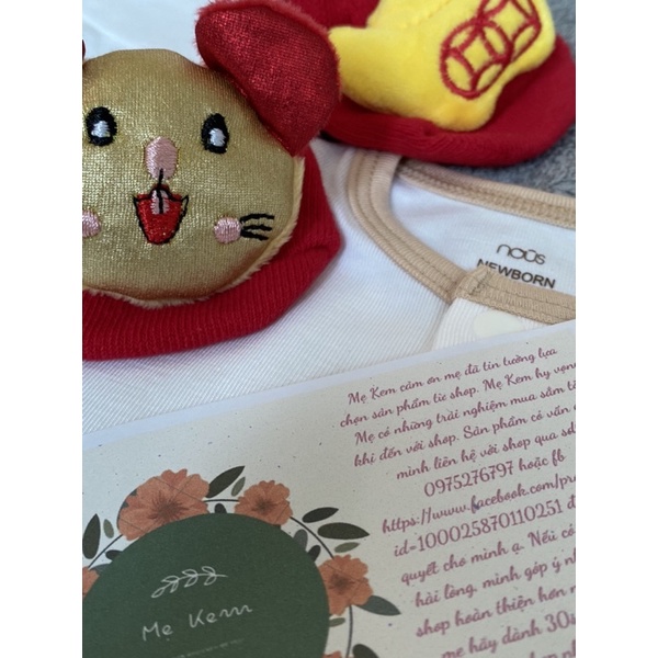 NOUS CHÍNH HÃNG - BODYSUIT HÌNH CỪU NEWBORN - BODYSUIT TRẮNG NEWBORN