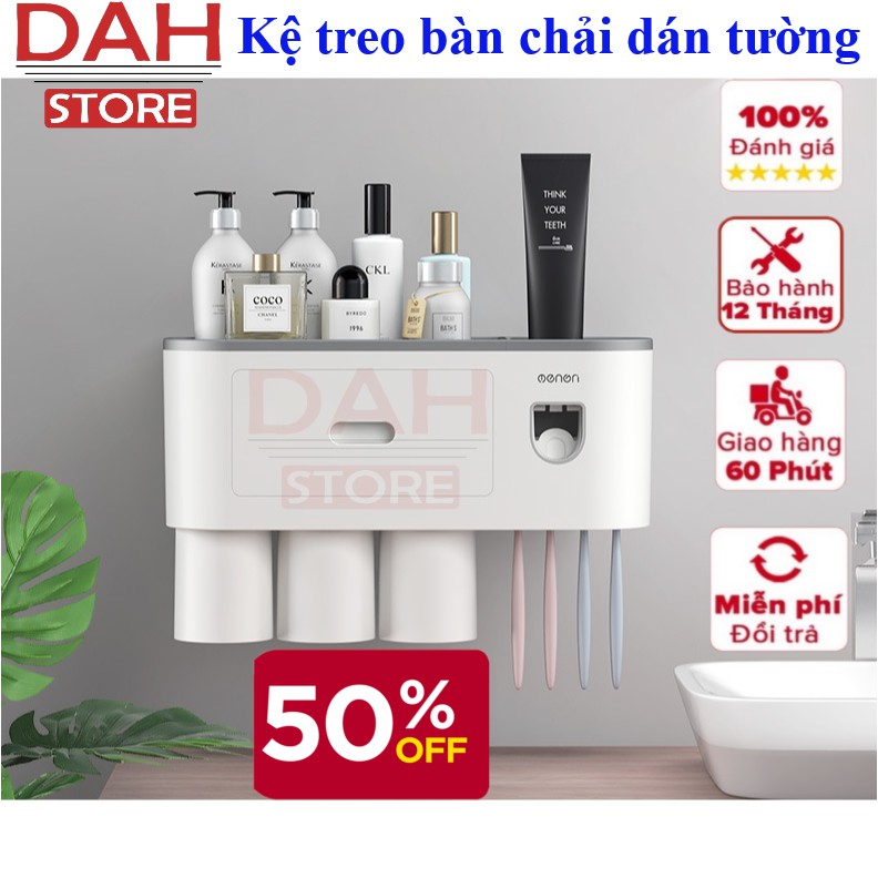 Kệ nhà tắm khay đựng bàn chải đánh răng dán tường đa năng OENON thiết bị nhả kem đánh răng tự động