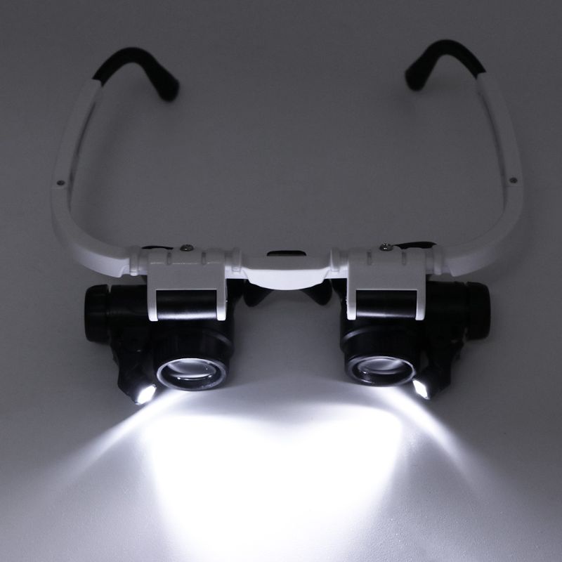 Kính lúp đeo đầu phóng đại 8x 23x có đèn LED sử dụng tiện lợi