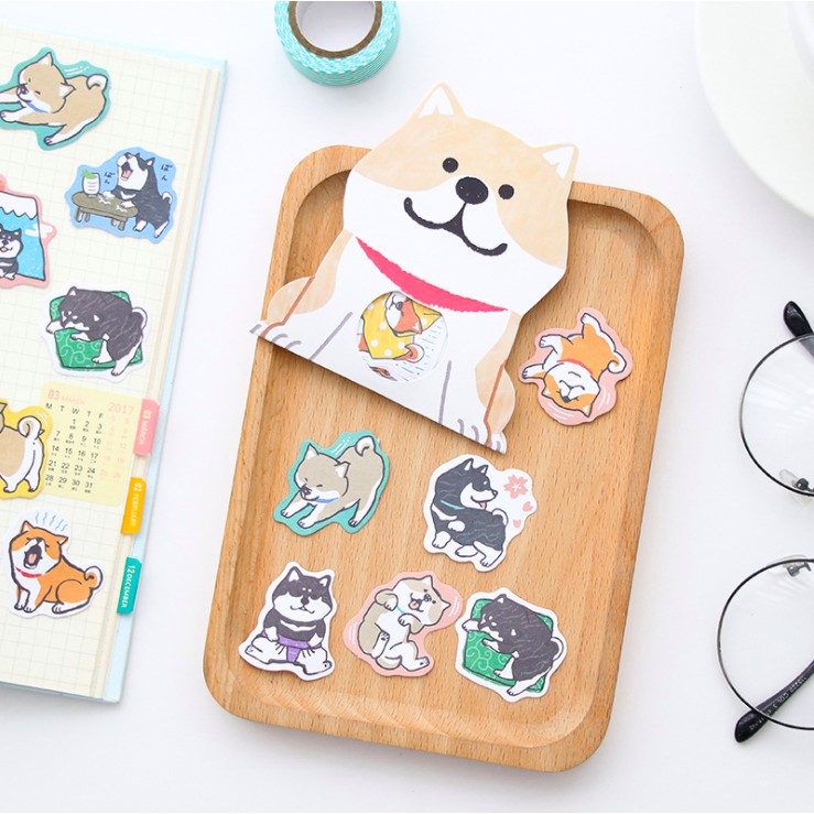 30 Miếng Sticker Chó Shiba Inu & Husky Siêu Dễ Thương