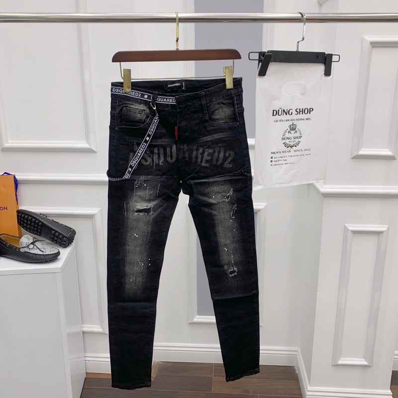 Quần bò DSQ in chữ dây sườn QJ02