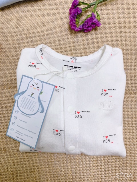 Bộ cộc tay cài thẳng  hãng nature wear chất bamboo cho bé