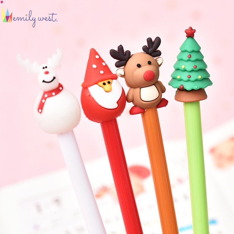 1 Bút Bi Họa Tiết Người Tuyết / Cây Thông / Ông Già Noel Hoạt Hình Sáng Tạo Dễ Thương