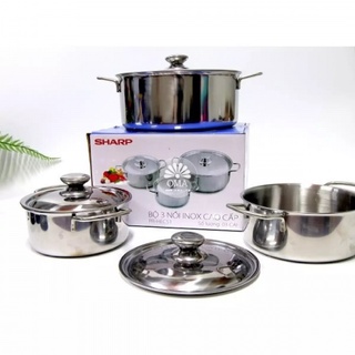 Hot - bộ 3 nồi inox sharp cao cấp