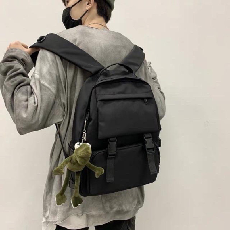 Balo Ulzzang Basic Vải Canvas Chống Nước, Balo Unisex Đi Học Nam, Nữ 607ULZ