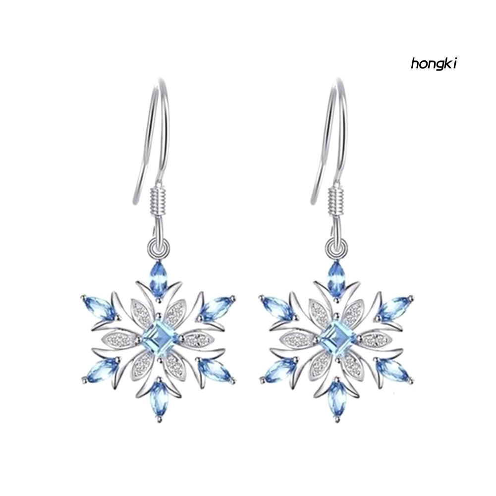 Đôi Bông Tai Hình Hoa Tuyết Đính Kim Cương Giả Thời Trang Cho Nữ