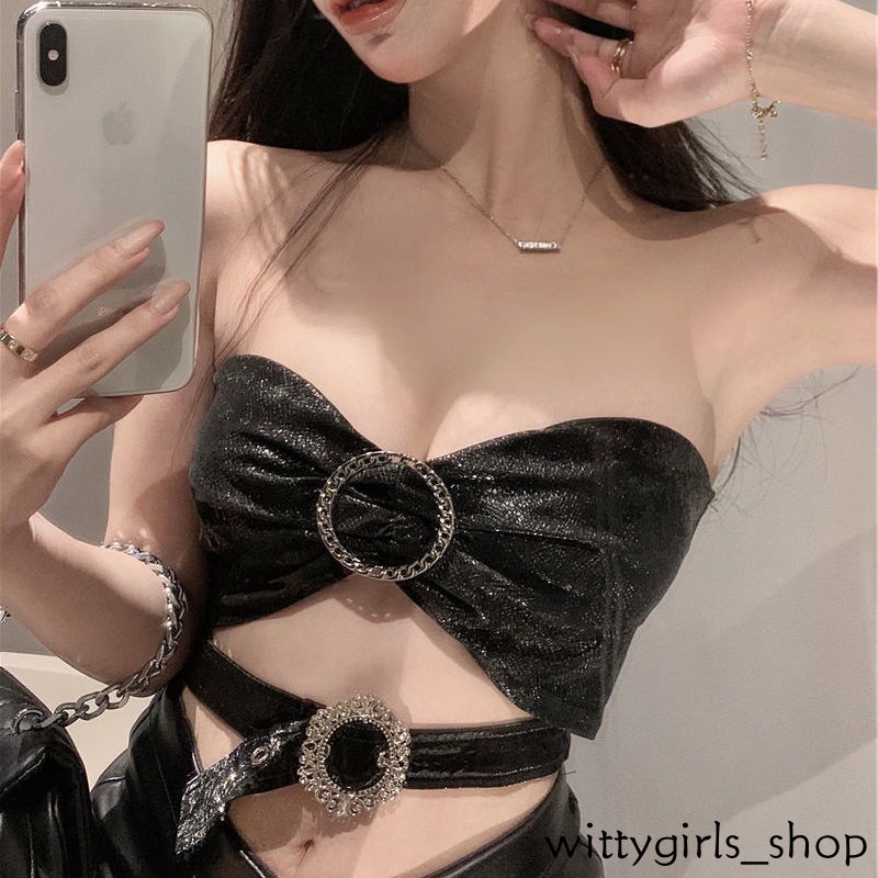 Wittygirls_ Shop | Áo Ống Màu Trơn Gợi Cảm Thời Trang Mùa Hè Cho Nữ Kèm Áo Quấn Ngực