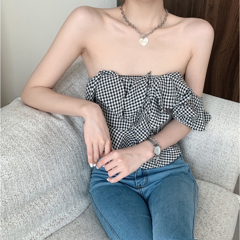 Áo Ống kiểu Bèo một bên vai chun lưng Cỏ boutique | BigBuy360 - bigbuy360.vn