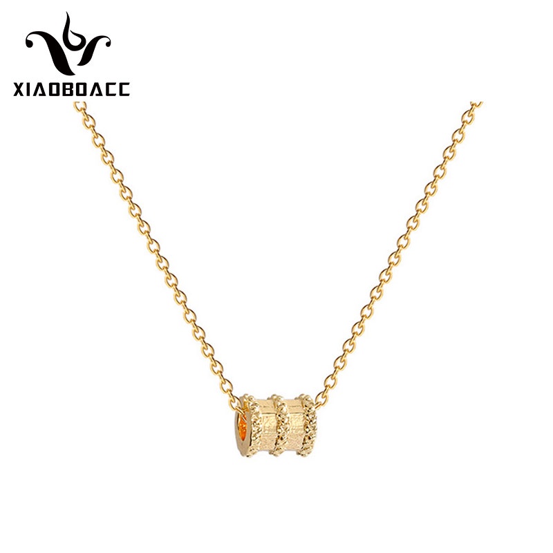 XiaoboACC Vòng Cổ Bằng Thép Titan Mạ Vàng 14K Eo Nhỏ Đơn Giản Thời Trang Hàn Quốc 38cm+6cm